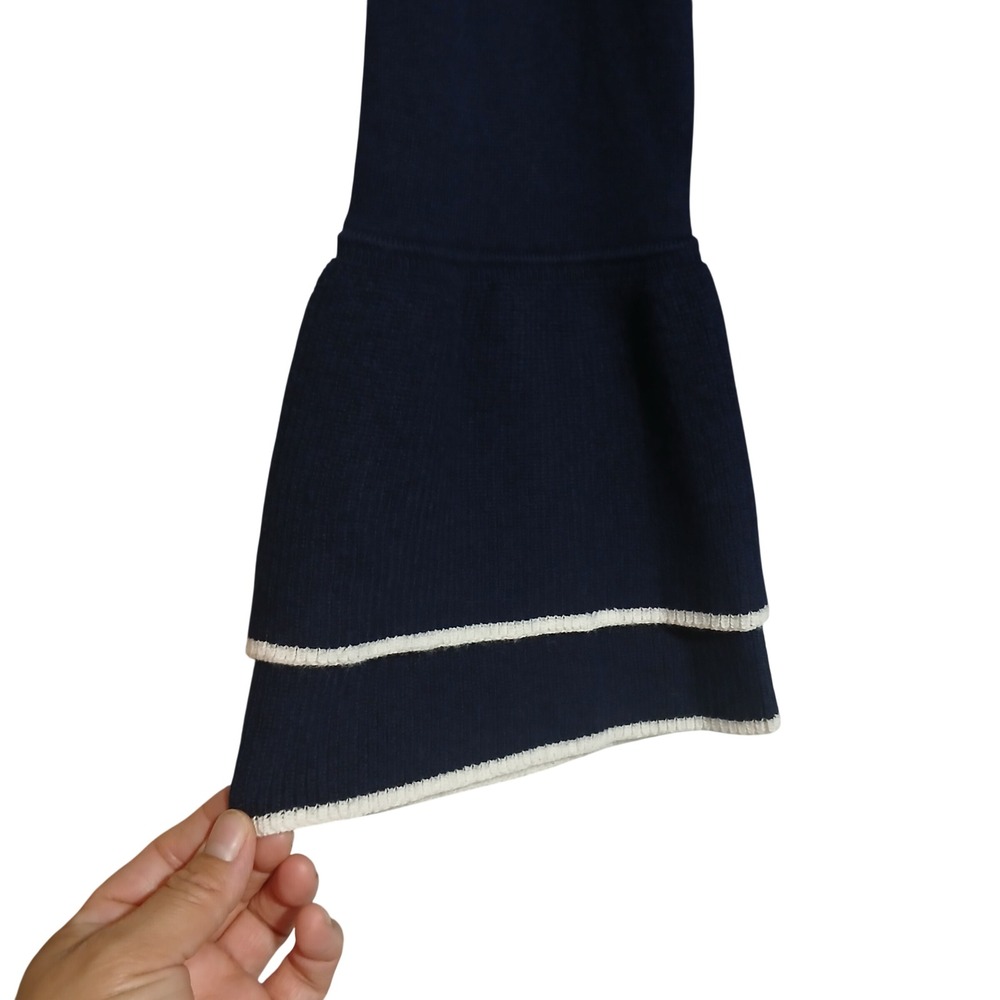 Boden Navy‎ Blue Bell Sleeve Sweater with Contrast Trim Women's US 14 - Picture 6 of 9
